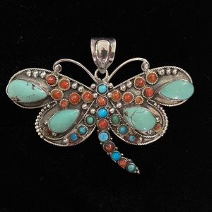 Sterling silver & turquoise butterfly pendant